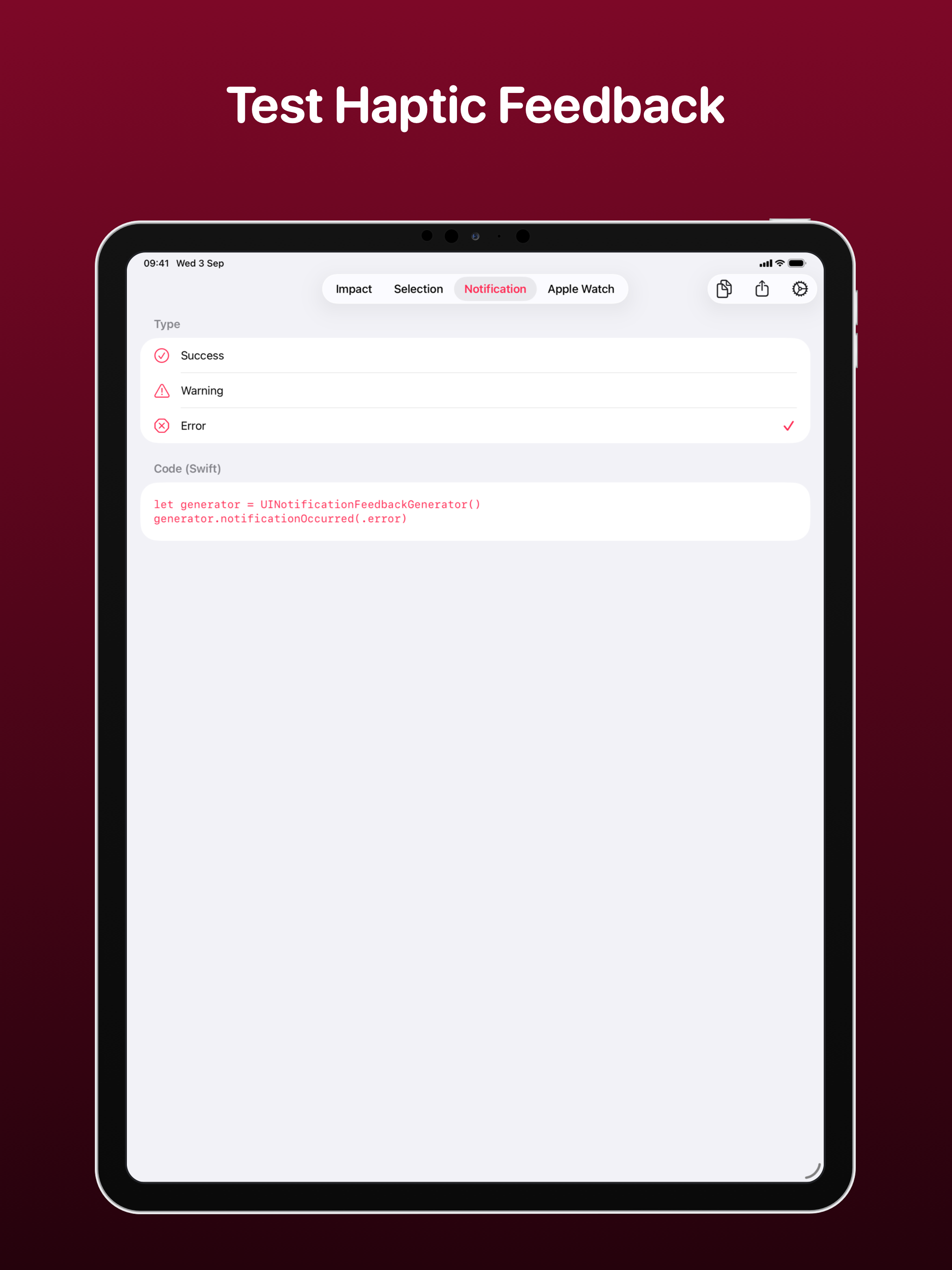 Haptics Screenshot