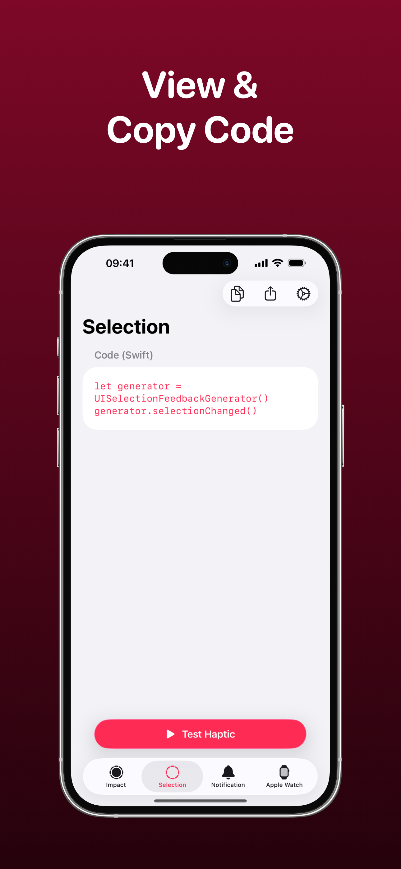 Haptics Screenshot