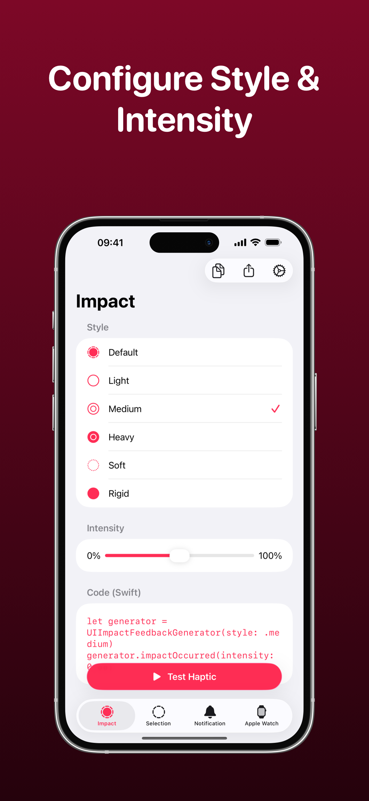 Haptics Screenshot